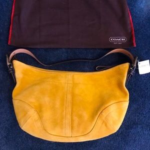 Bright yellow suede new Coach purse